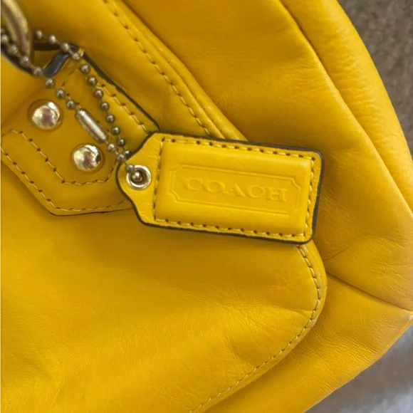 Coach Yellow Leather Satchel with Gold-Tone Hardware - Picture 3 of 5